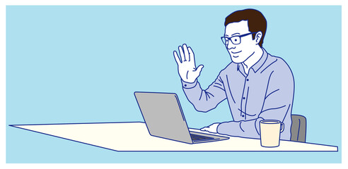 リモートで仕事をする男性