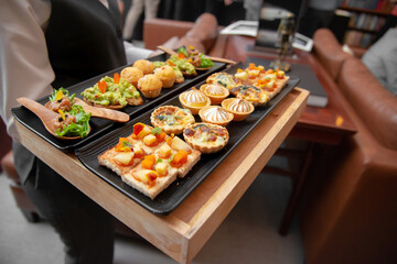 assorted of canepes on tray