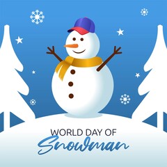 World Day of Snowman Vector Illustration. Suitable for greeting card poster and banner