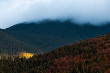 A Spot of Light and Mist Pouring over the Mountain are Creating an Unforgettable Scenery