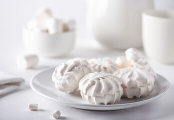 Sweet snow-white dessert on a light background