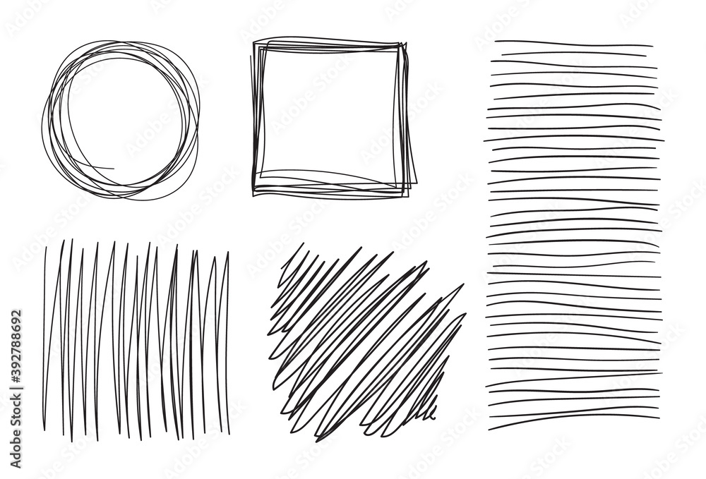 Poster hand drawn brush line vector design elements. lines and frames abstract shapes.
