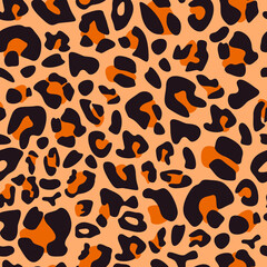 Fototapeta na wymiar Animal leopard print seamless pattern, abstract spotted print, leopard or cheetah fur texture, wild animal skin fur vector camouflage background, Jaguar or panther fur surface design