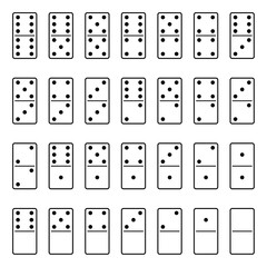 Vector set of domino bones isolated on white background. 28 pieces for game.