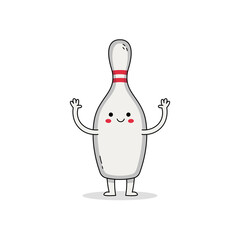 Cute bowling pin cartoon character