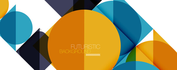 Obraz premium Simple circles and triangles abstract background. Vector illustration for covers, banners, flyers and posters and other designs