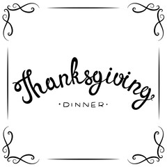 Thanksgiving hand lettering isolated on white background. Illustration of vector calligraphy.