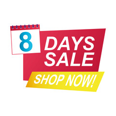 eight days sale countdown badge with calendar