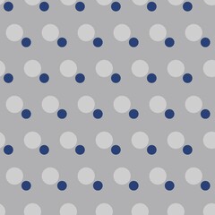 Fototapeta na wymiar Gray geometric pattern of small and large circles. Dark blue circles on a gray background.