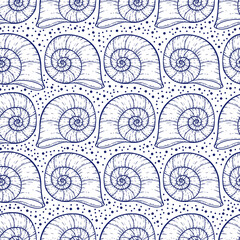 Beautiful Line Art Seashells Seamless Surface Pattern Design
