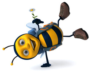 Fun backpacker bee - 3D Illustration