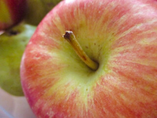 Close up view of a big red apple