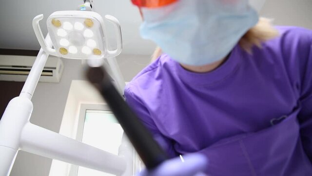 Dental examinations, the orthodontist check your teeth and braces at the cli