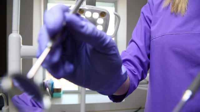 Dental examinations, the orthodontist check your teeth and braces at the cli