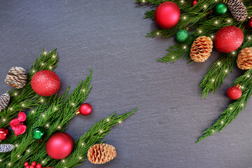 Christmas decoration with illumination on dark background.