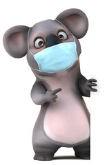 Fun 3D cartoon koala with a mask