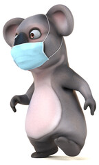 Fun 3D cartoon koala with a mask