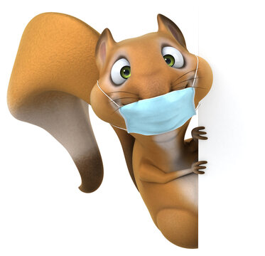 Fun 3D cartoon squirrel with a mask