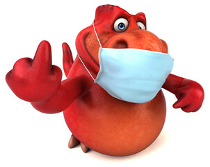Fun cartoon dinosaur with a mask © Julien Tromeur