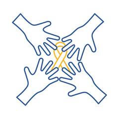 hands team with down syndrome campaign ribbon line style icon