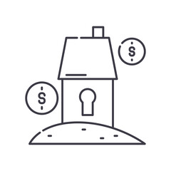 Private property icon, linear isolated illustration, thin line vector, web design sign, outline concept symbol with editable stroke on white background.