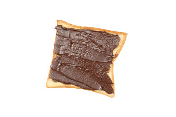 Toast with chocolate isolated on white background