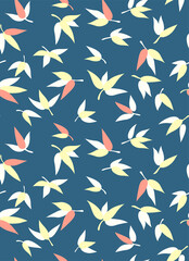 Japanese Falling Leaves Vector Seamless Pattern