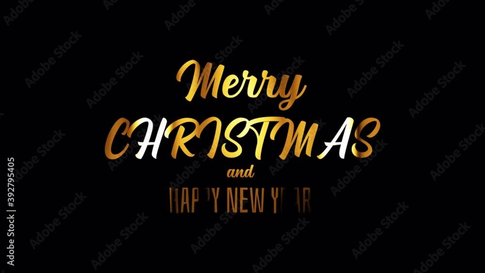 Poster merry christmas and happy new year golden handwriting text with light effect. 4k seamless loop. gold