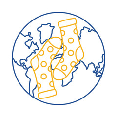 down syndrome socks in world planet line style icon