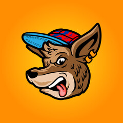 Kangaroo head illustration. Kangaroo mascot vector