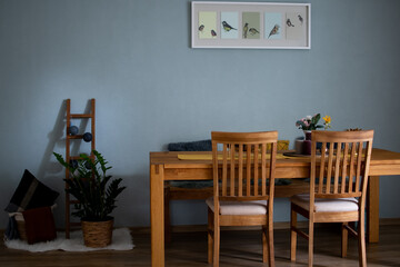 Inspiration for a dining room with furniture made of solid wood