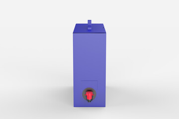Blank Matte Paper Box with Wine Tap For Branding. 3d render illustration.