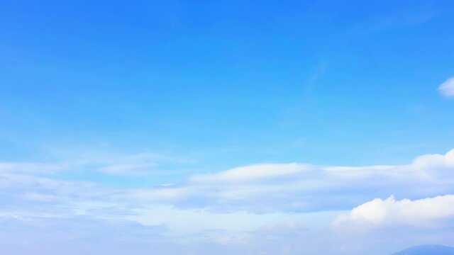 4K Aerial drone view summer blue sky with cloud moving pan camera.