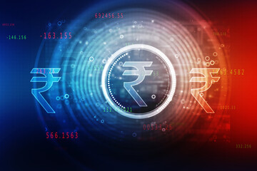 Rupee currency . 2D rendering illustration