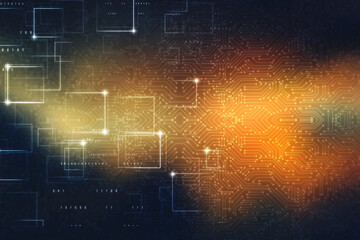 2d illustration Abstract futuristic electronic circuit technology background