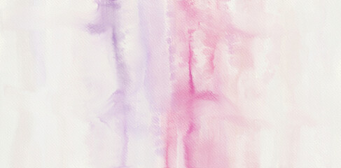 Artistic pink backdrop. Watercolor paint stains on wet textured paper. Art background in pastel colors palette