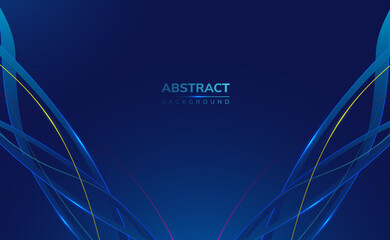 Modern 3d blue science technology abstract background with 3d ribbons and roots with shiny edges