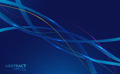 Fototapeta na wymiar Modern 3d blue science technology abstract background with 3d ribbons and roots with shiny edges