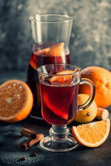 mulled wine with orange and cinnamon