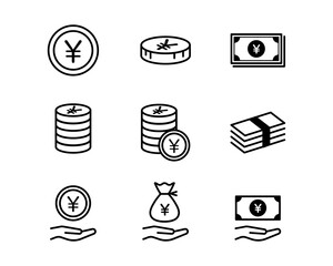 お金 日本円のアイコンセット 金融 経済 ビジネス 通貨 お札 現金 シンプル マーク コイン Wall Mural Yugoro お金 日本円のアイコンセット 金融 経済 ビジネス 通貨 お札 現金 シンプル マーク コイン Wall Mural Yugoro