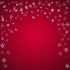 The white snow on the red mesh background, winter and Cristmas theme