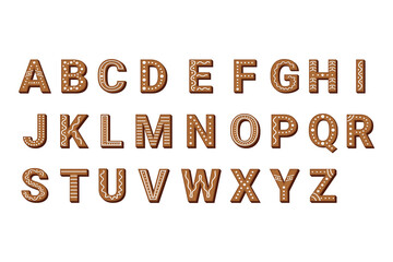 Ginger cookies alphabet. Vector illustration.