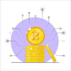 Bitcoin digital currency. Cryptocurrency for online making investments for bitcoin and blockchain.