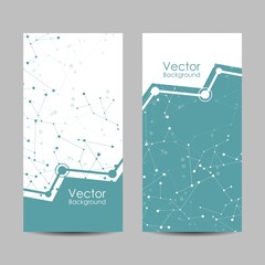 Set of banners with connected lines and dots.