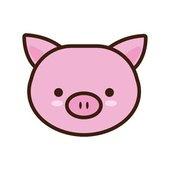 cute little pig kawaii animal line and fill style