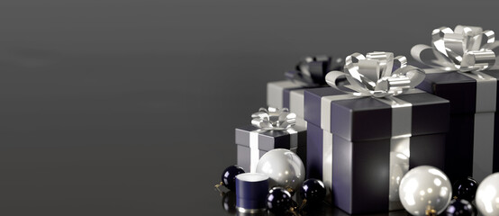 View of a Christmas background with christmas balls and decoration - 3d rendering