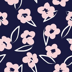 Pink Floral Brush strokes Seamless Pattern Background