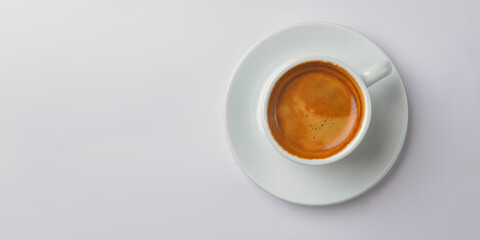 Coffee espresso isolated on white. Delicious black coffee in a white cup.