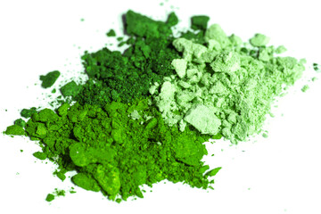 Green tiny eye shadow on a white background