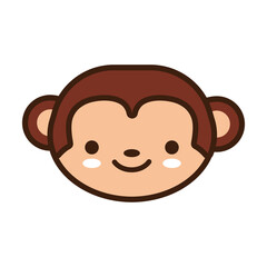 cute little monkey kawaii animal line and fill style